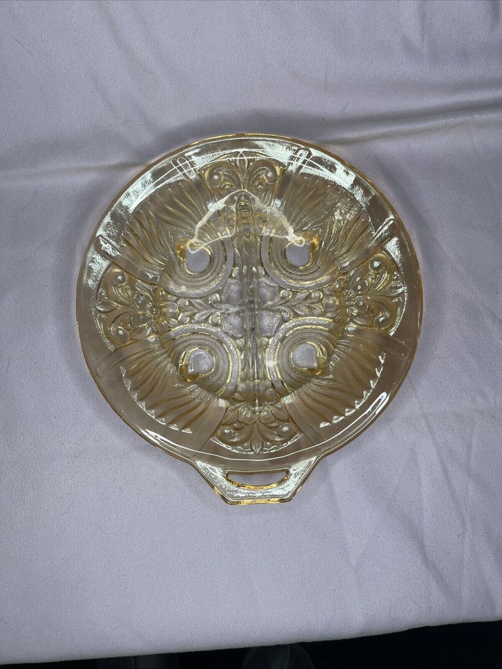 Vintage Indiana Glass Carnival Glass Divided Relish Dish MCM